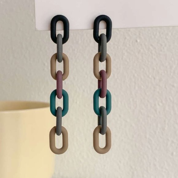 ⭐️✨ FREE Chain Link Boho Peasant Art Deco Farm Hipster Hippie Modern Earrings - Picture 4 of 8